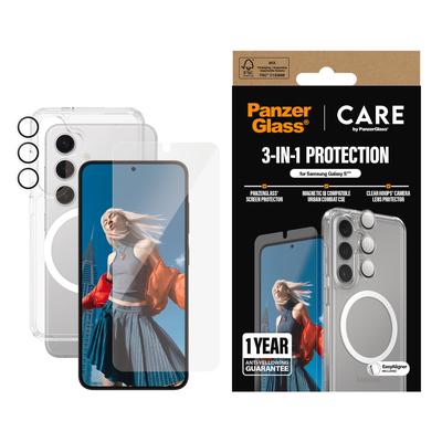 CARE BY PANZERGLASS Displayschutzglas "3-in-1 Protection Set", transparent, B:11,00cm H:3,00cm T:20,00mm, Displayfolien, Displayschutzfolie, Schutzfolie, Bildschirmschutz, kratz- & stoßfest