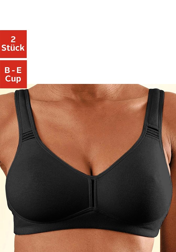 T-Shirt-BH PETITE FLEUR, Damen, Gr. 95, Cup B, schwarz (2x schwarz), Jersey, Obermaterial: 95% Baumwolle, 5% Elasthan, Basic, BHs, ohne Bügel aus Baumwolle, Topseller Image