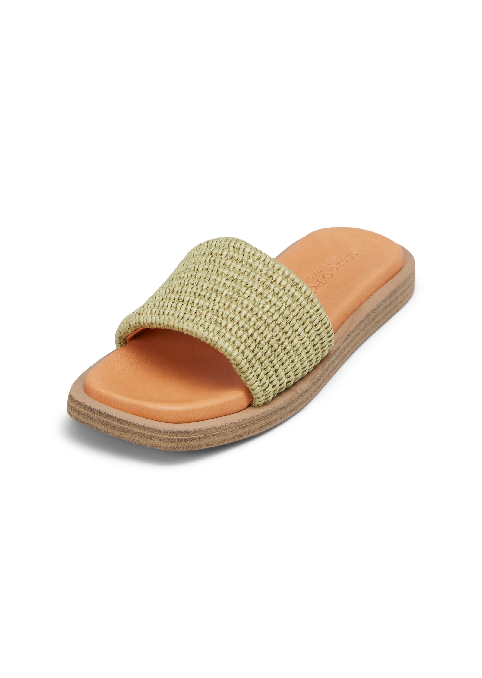 Sandale MARC O'POLO "in Raffiabast-Optik", Damen, Gr. 36, smooth sage, Obermaterial: 100% Polyester, unifarben, Schuhe Sandale