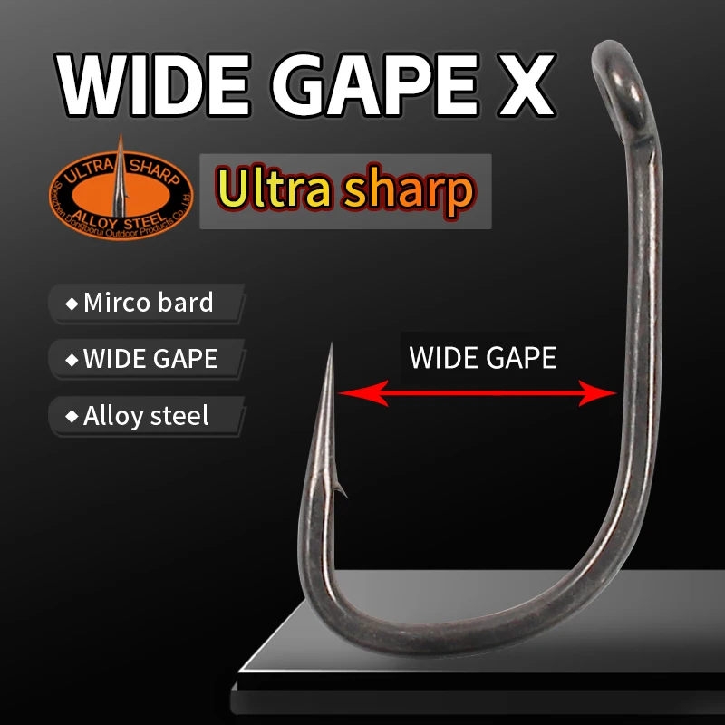 10 stücke Karpfen Angeln Breite Gape Haken PTFE Beschichtung Micro Bard Legierung Stahl Größe 2 4 6 Für Karpfen Angeln haar Rig Image