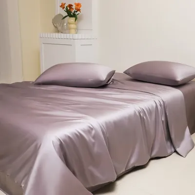 Premium Purple Soft Silky Bedding Set Twin Double Queen 4Pcs Reversible Duvet Cover Set Bed Sheet/Flat Sheet Pillowcases 4Pcs