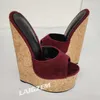 BERZIMER Frauen Sandalen 5 CM Plattform Keile 20 CM Steile High Heels Maultiere Slip Auf Party Zeigen Damen Schuhe Frau plus Größe 38 41 47