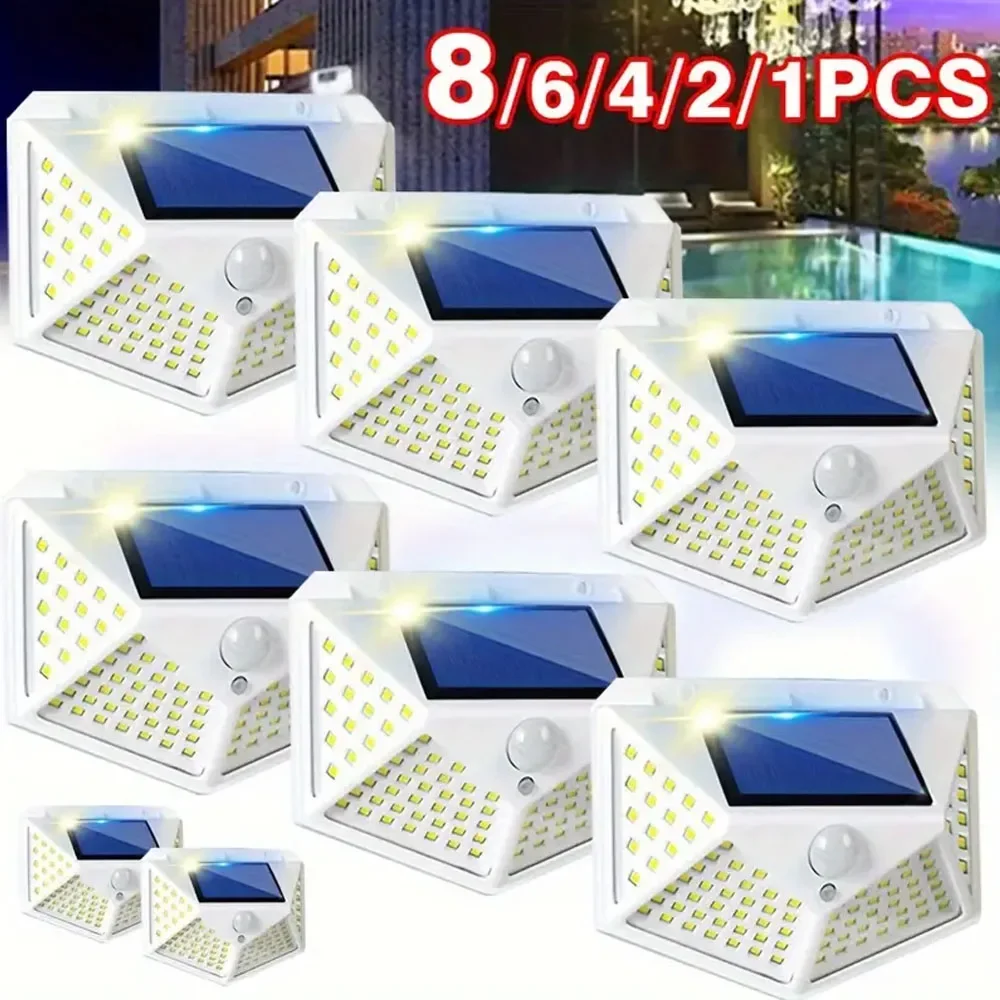 1/2/4/6/8 100 LED Solar Licht PIR Motion Sensor Wand Licht Solar Lampe Solar Powered Sonnenlicht straße Lampe Garten Dekoration