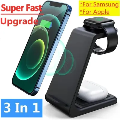 3 in 1 kabellosen Ladest änder Desktop-Telefon Schnell ladestation Dock für Apple iPhone 16 15 Samsung S23 S24 Galaxy Uhr 6/ Image