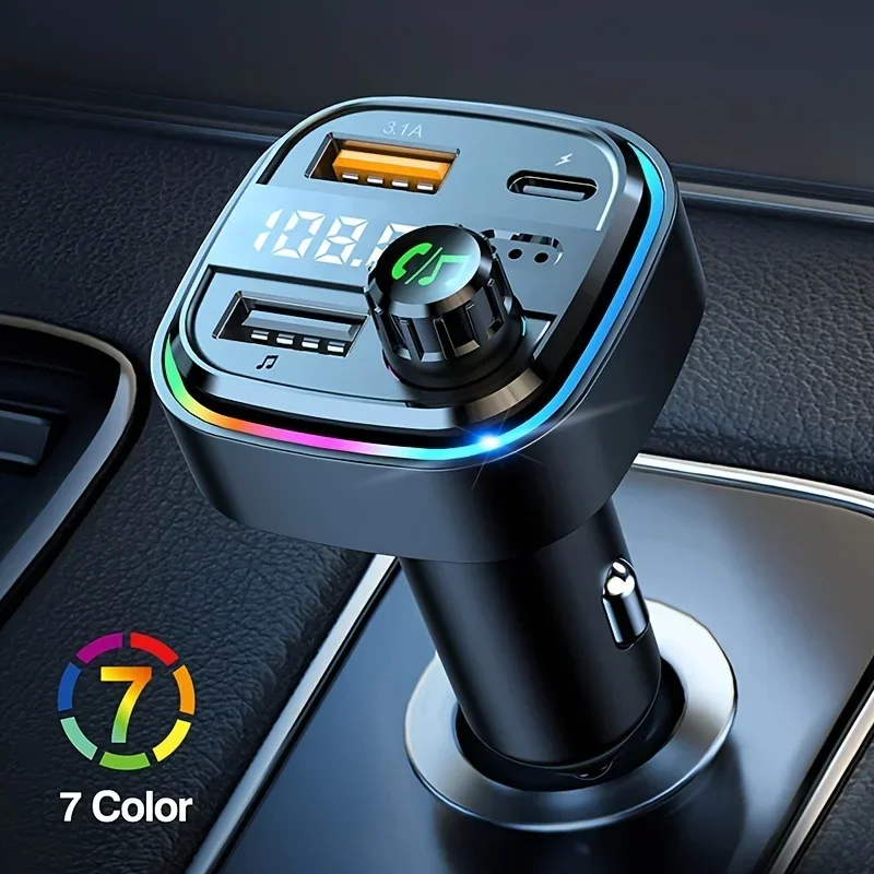 VIKEFON Bluetooth 5.0 FM-Transmitter Freisprech-Autoradio-Modulator MP3-Player mit 15 W USB Super-Schnellladeadapter für das Auto Image