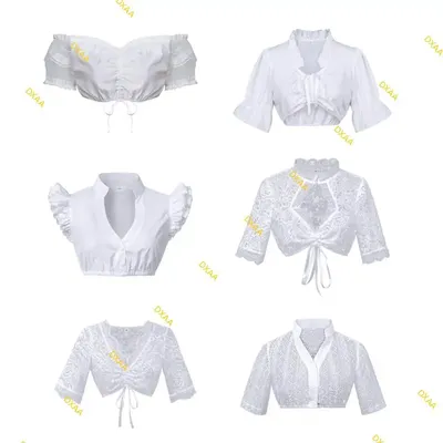 DXAA Frauen bayerische Oktoberfest Kostüm traditionelle Dirndl Bluse Bayer Oktoberfest Crop Top Kostüm für Bierparty Image