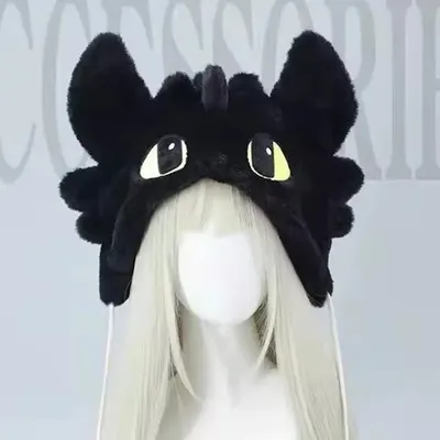 Train Your Dragon Zahnloser Cosplay-Hut, süßer Plüschhut, warmer und vielseitiger Gehörschutzhut, trendiger Hut, Halloween-Party-Reifen Image
