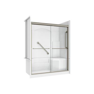 Dreamline DreamLine Accessible Living Alliance Plus Shower Kit, LH Drain, with Door and Grab Bars, Brushed Nickel DALC6032L00X04