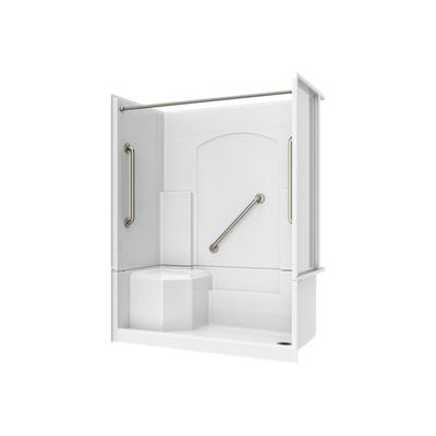 Dreamline DreamLine Accessible Living Alliance Plus Shower Kit, RH Drain, with Grab Bars and Curtain Rods, Brushed Nickel DALD6032R00X04