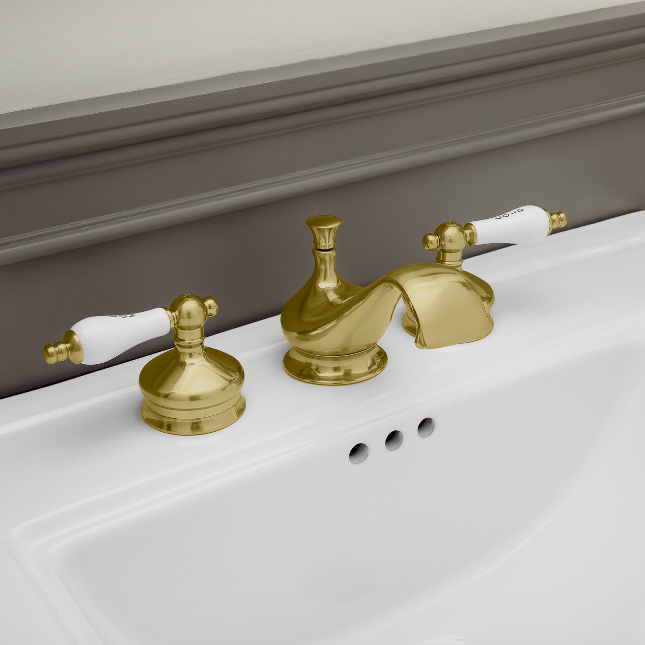 Randolph Morris Widespread Bathroom Sink Faucet - Porcelain Lever Handles RMB325PL-BB