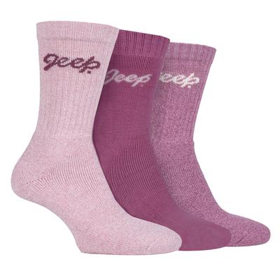 Womens Hiking Boot Socks | Jeep | Ladies Ribbed Outdoor Cushioned Socks with Reinforced Heel and Toe - Rose / Cream