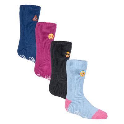 Heat Holders - 4 Paires Chaussettes Enfants Emoji Hiver | Polaire Chaussettes - Mix Emoji Image