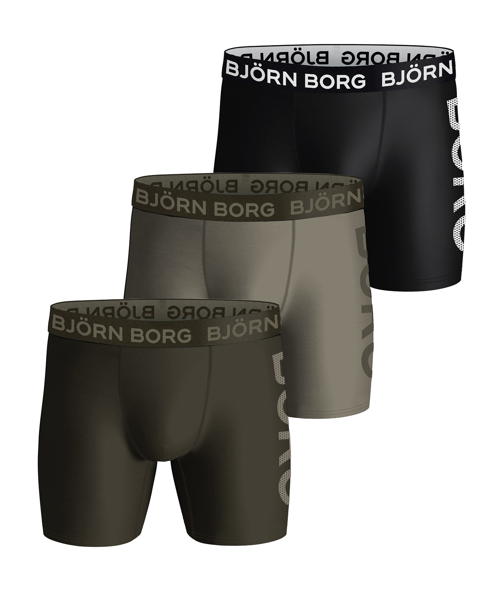 Björn Borg - 3er Pack Herren Performance Boxershorts | Sportunterwäsche Shorts - Grüner Mix Image
