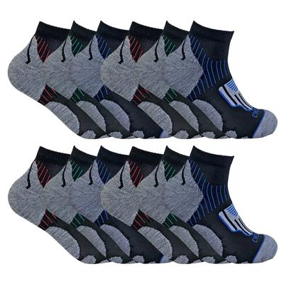 12 Paar Multipack Herren-Radsport-Socken | Sock Snob | Schwarze Low Cut Socken | Ideal für Laufen, Fitnessstudio & Sport - Schwarz Image