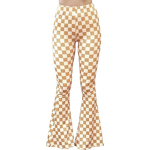 Retro Vintage 1960er Hippie Lange Länge Kumpel Funk Schlaghosen Hippie Disco Druck Tailliert und ausgestellt Kostüm Damen Karnevalskostüm Karneval Alltagskleidung Pride Parade Pride-Monat Erwachsene Image