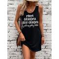 Muttertag Damen Minikleid A Linie Kleid Sommerkleid Schulterfreies Kleid Lässig Halbformelle Kleider Party Täglich Ferien Lässiger Schnitt Grafik Buchstabe Ärmellos U-Ausschnitt Schwarz Grau Sommer