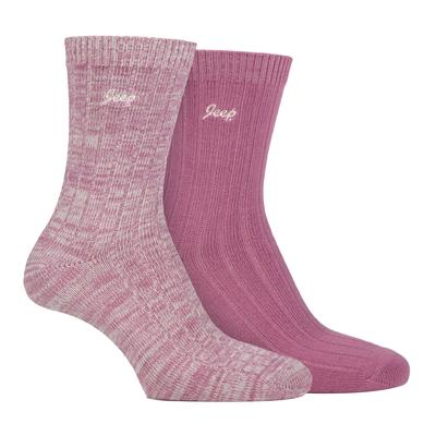 Womens Walking Boot Socken | Jeep | 2 Pack High Performance Polyester Running Socken - Cerise / Creme