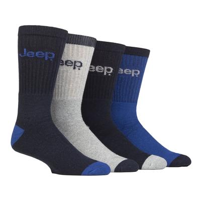Mens Recycled Cotton Socken | Jeep | 4 Pack dicke stricken voll gepolstert Boot Socken - Navy / Blau Image