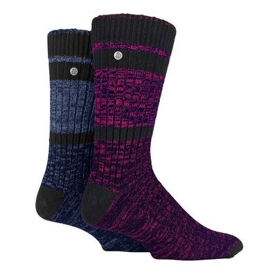 Herren Baumwolle Kleid Socken | Jeep | Midweight Knit Geist Socken, lässig gerippte Muster jeden Tag Socken - Petrol / lila Image