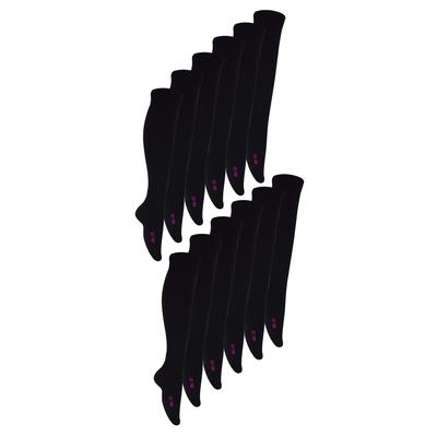 12 Paar Multipack Kinder Kniestrümpfe aus Bambus | Sock Snob | Weiche & atmungsaktive mehrfarbige lange Schulsocken - Schwarz Image