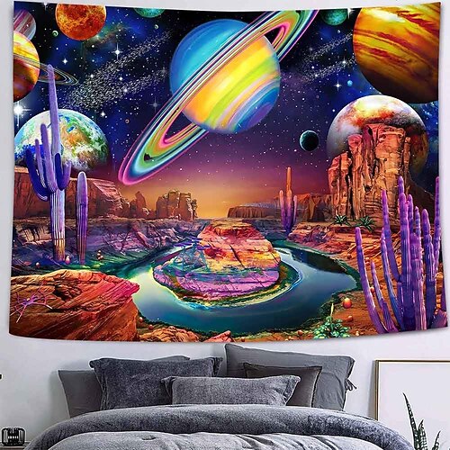 Planet Hängender Wandteppich Wandkunst Universum Großer Wandteppich Wanddekor Fotografie Hintergrund Decke Vorhang Haus Schlafzimmer Wohnzimmer Dekoration Image