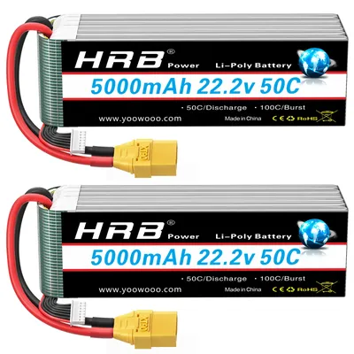 1/2PCS HRB 6S Lipo Battery 22.2V 5000mah Drone Battery 50C With XT90 Connector for Quadcopter