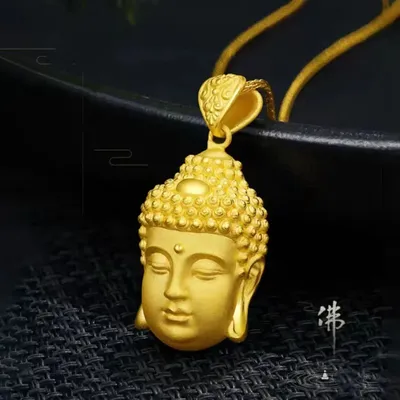 24K Real Gold Dayutaku Buddha Head Pendant Men's and Women's Seenwork Pure Gold Semi-hollow Buddha