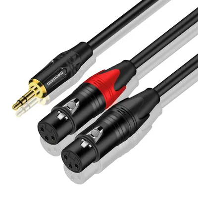 DREMAKE Aux 3.5mm to Dual XLR Breakout Cable 1/8 Inch to Double XLR Plug Unbalanced Y-Splitter XLR