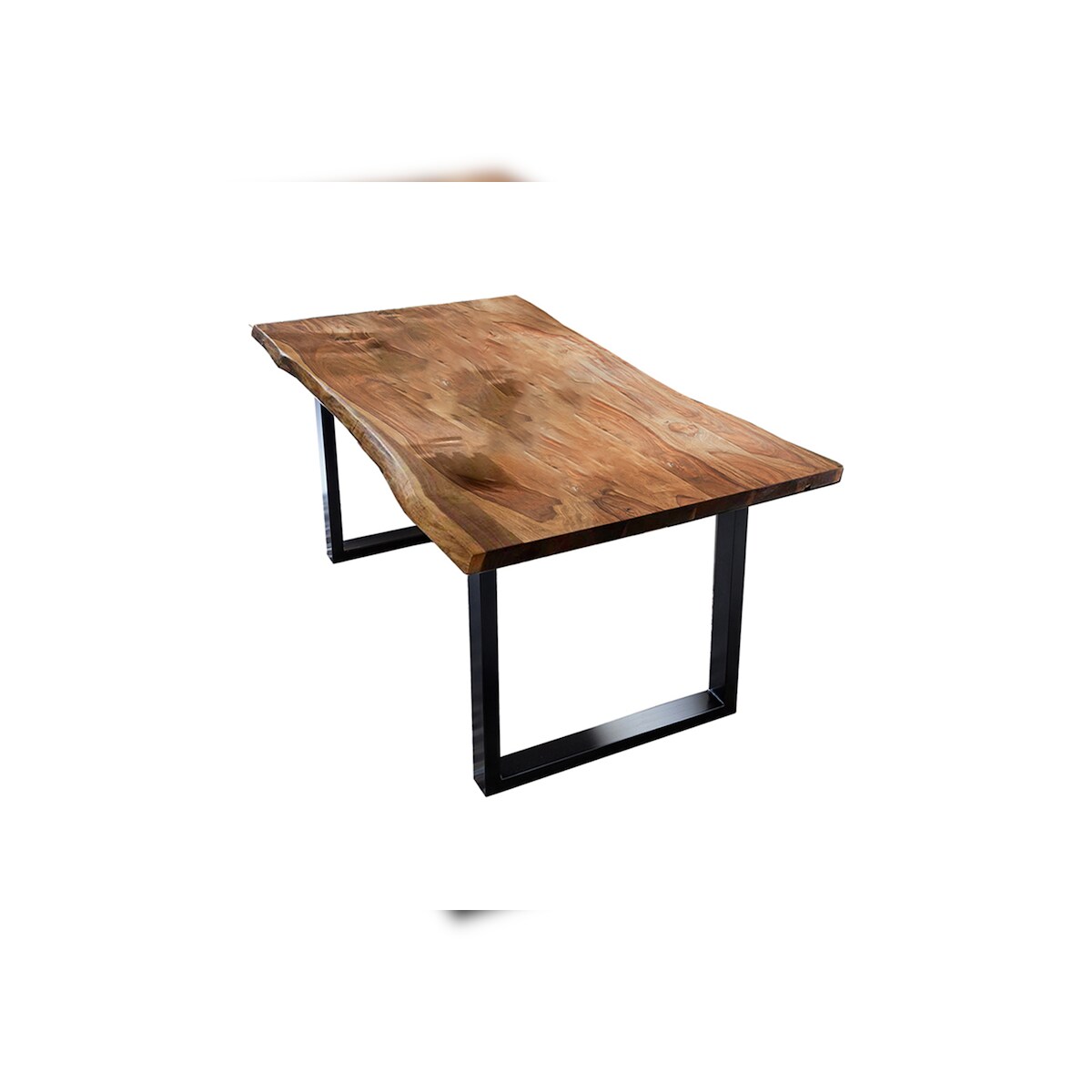 KAWOLA Esstisch LORE 180x90cm massiv mit Baumkante Fuß silber Image