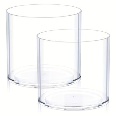 TEMU Flower Acrylic Vase Centerpiece For -set Of 2 Sizes, Wedding Party, Plastic Clear Cylinder Wide Vase For Flowers, Decorative Wide Mouth Vase For Decor, Centerpieces, Large Clear Container Image