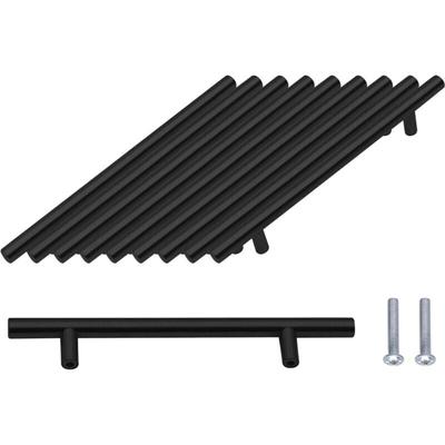 Linghhang - 10 Stück schwarze Türgriffe, 160 mm, Edelstahl, Schrankmöbelgriffe mit Schrauben Image