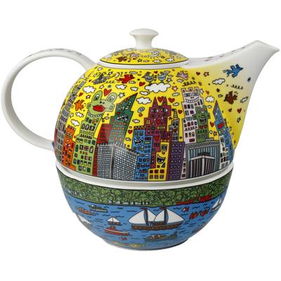 Teekanne GOEBEL "Rizzi", bunt, B:16,5cm H:20cm, Porzellan, Kannen, mit Stövchen, Pop Art, James Rizzi - My New York City Sunset Image