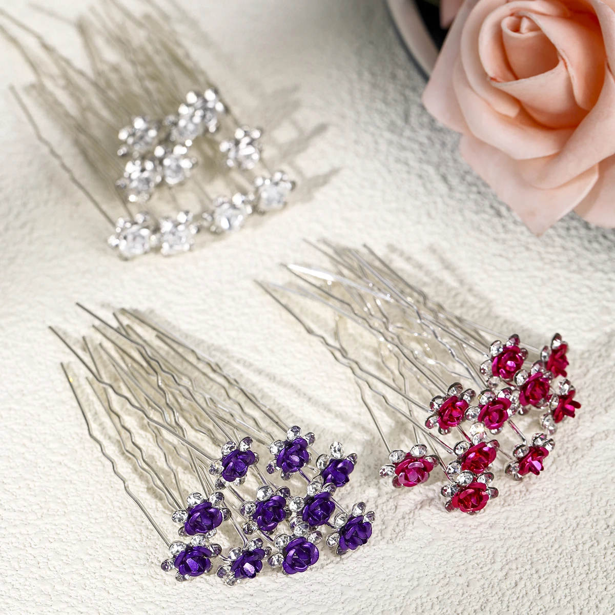 10 Teile/satz Klassische Kristall Strass Einfache Haarnadel Für Frauen Mode Haar Sticks Kopfschmuck Schmuck Haar Zubehör Image