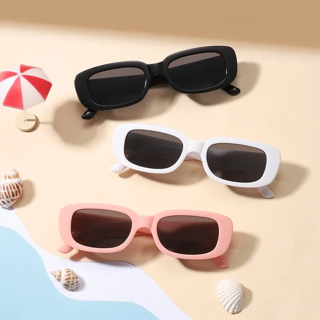 Koreanische Retro Quadratische Kind Sonnenbrille für Kinder Mode Oval Einfarbig Kinder Brillen UV400 Image