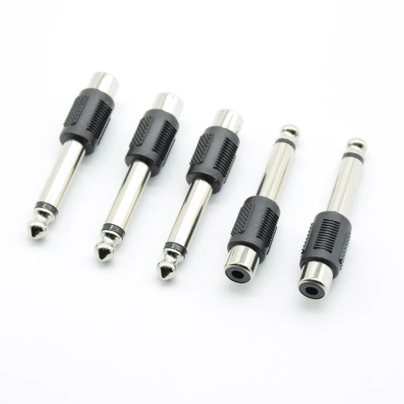 5 stücke DIY FM Mikrofon RCA/AV Weibliche Jack auf 6,35mm 1/4 Zoll Männlichen Mono Audio Adapter Anschlüsse stecker Image