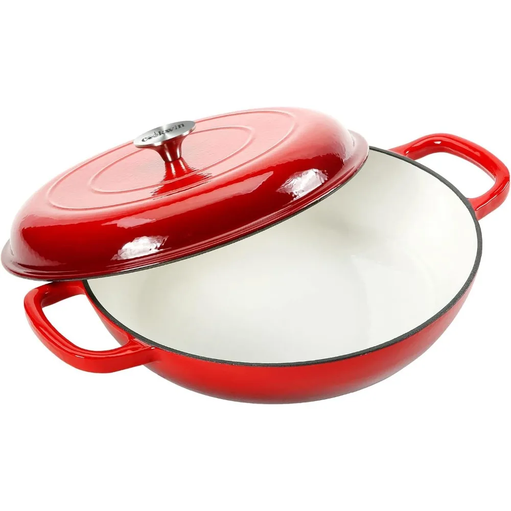 4,5 l Dutch Oven Suppentopf Gusseisen Auflauf Braiser Auflauf Pfanne mit Deckel und Doppelgriffen Dutch Oven Backen Image