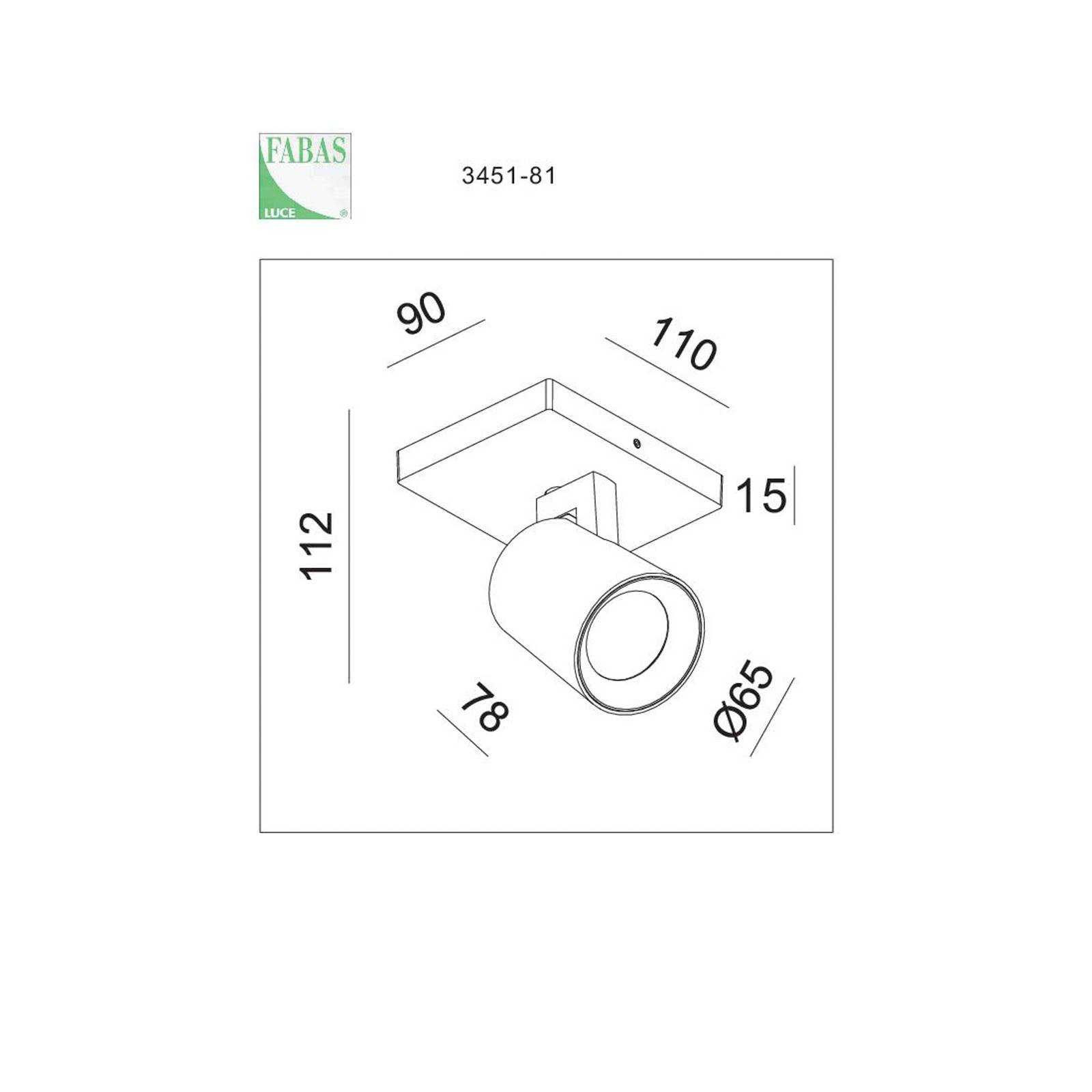 Fabas Luce Spot Modo, 1-flammig, schwarz, Zierringe, GU10, Aluminium Modo, schwarz, für Flurbereich, Aluminium, Modern, Strahler