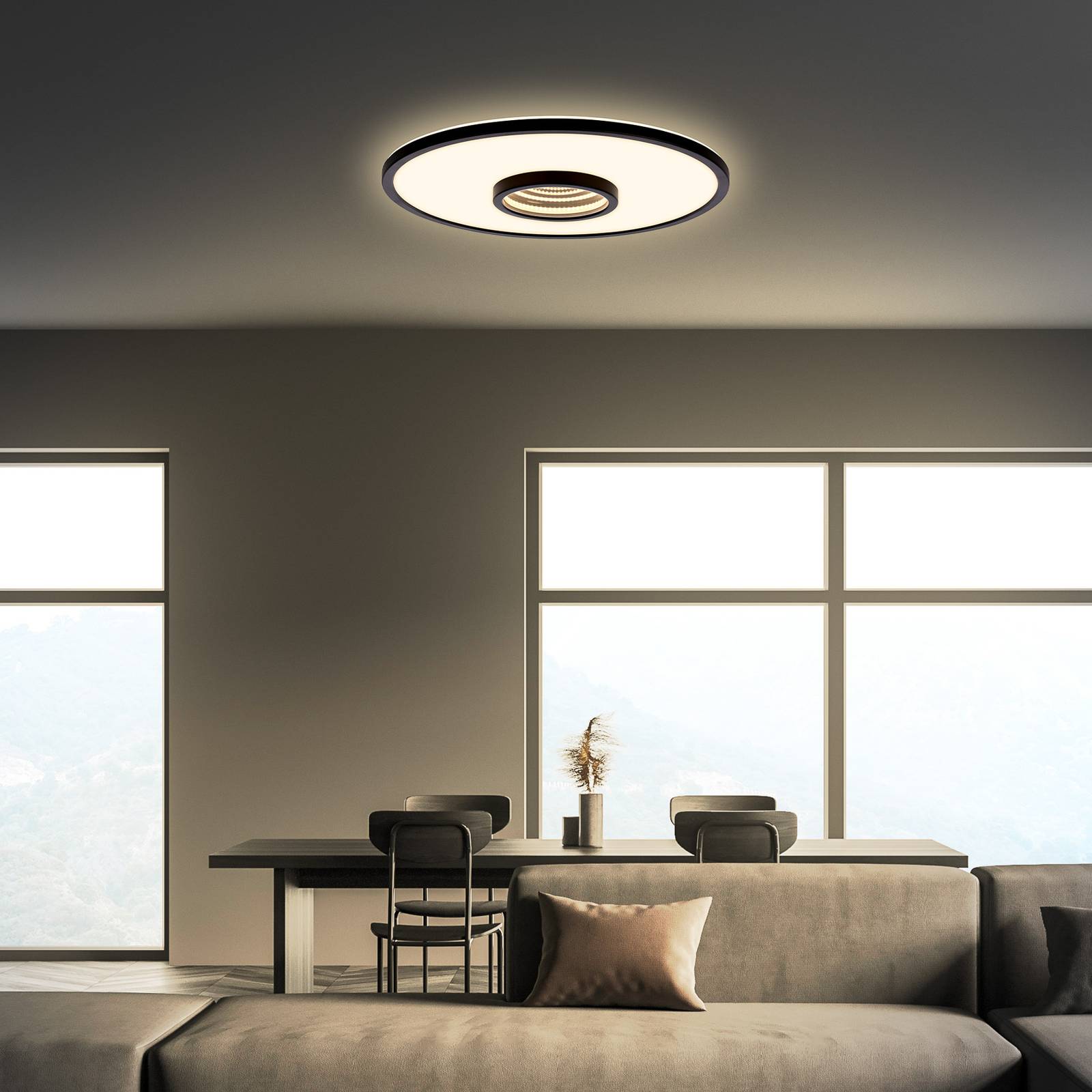 Briloner LED Deckenlampe Toro, schwarz, für Wohn- / Esszimmer, Kunststoff, Modern, LED Deckenleuchte