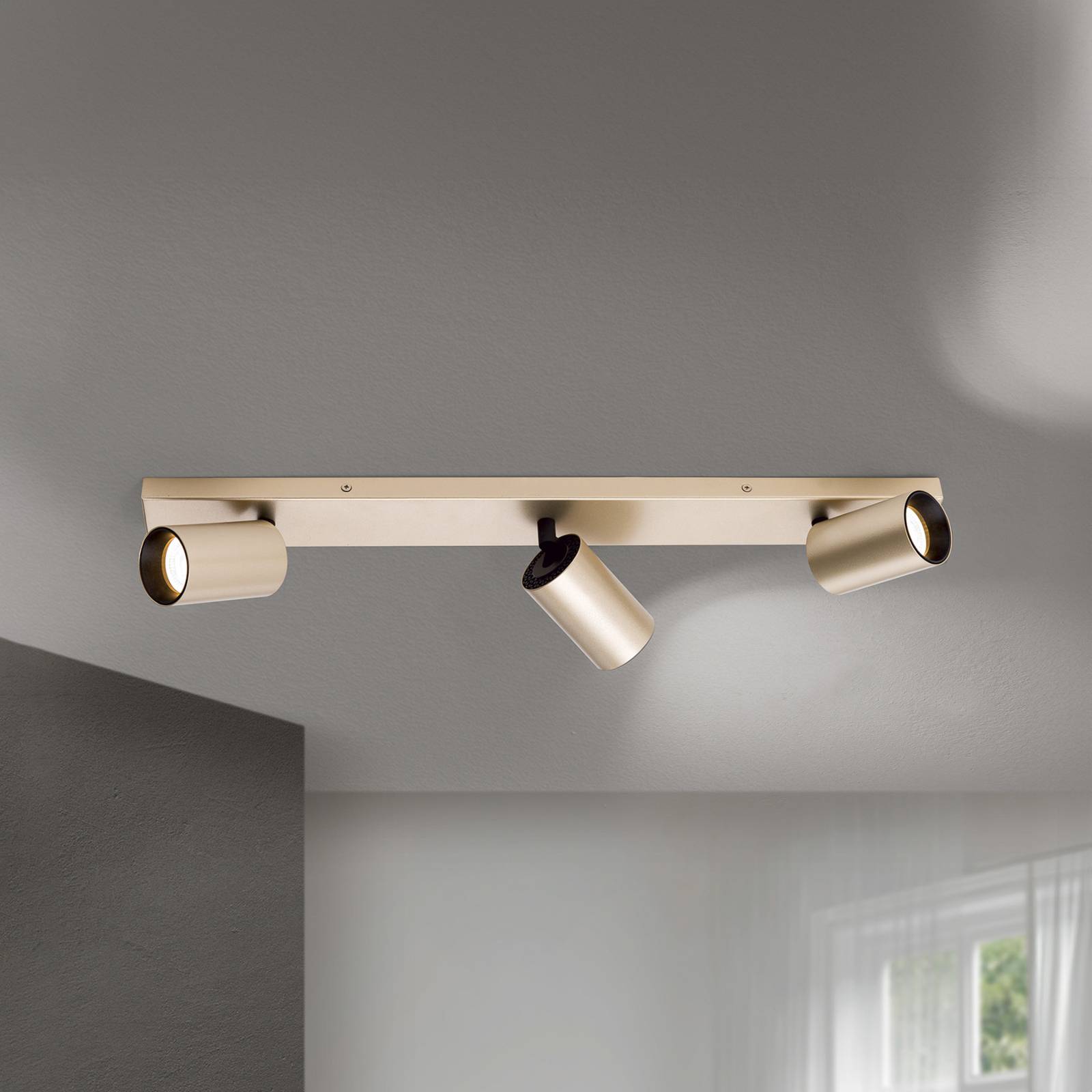 ORION Strahler Sean, 3-flg., goldfarben, Metall, schwenkbar dimmbar, messing / gold, für Wohn- / Esszimmer, Metall, Modern, Strahler