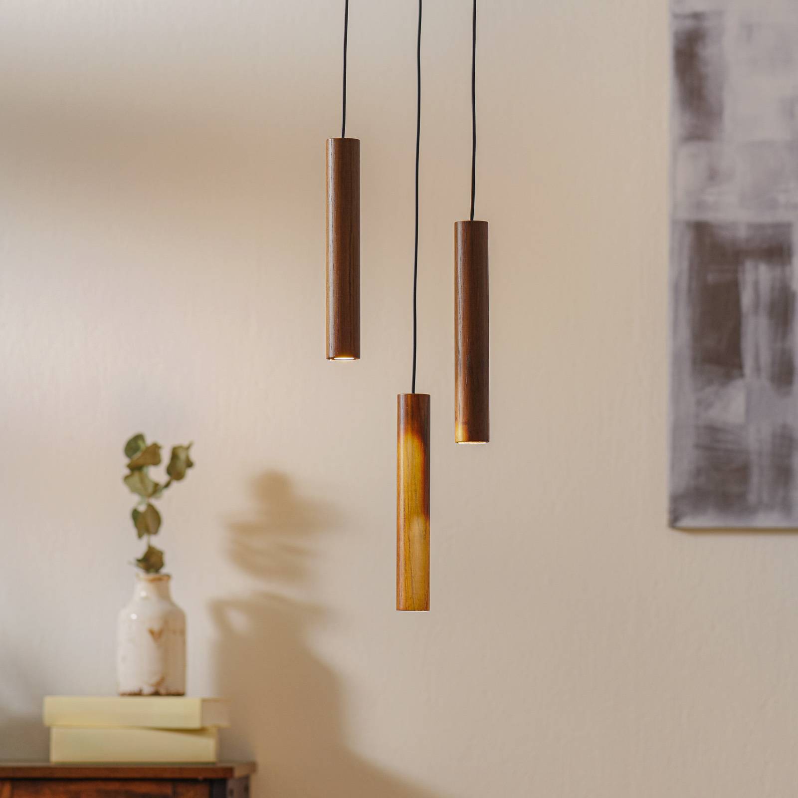 UMAGE Hängelampe Chimes Cluster 3, Holz dunkel, für Wohn- / Esszimmer, Holz, Design, Pendelleuchte