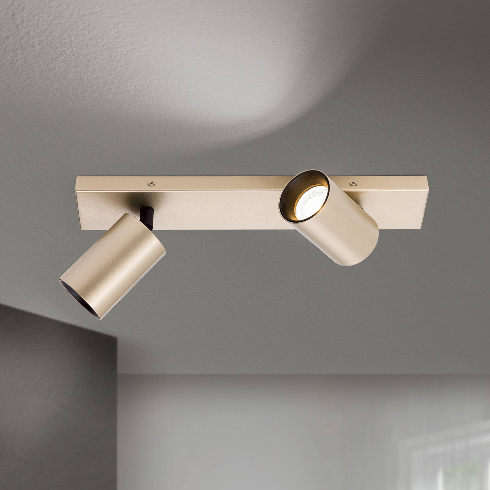 ORION Strahler Sean, 2-flg., goldfarben, Metall, schwenkbar dimmbar, messing / gold, für Wohn- / Esszimmer, Metall, Modern, Strahler