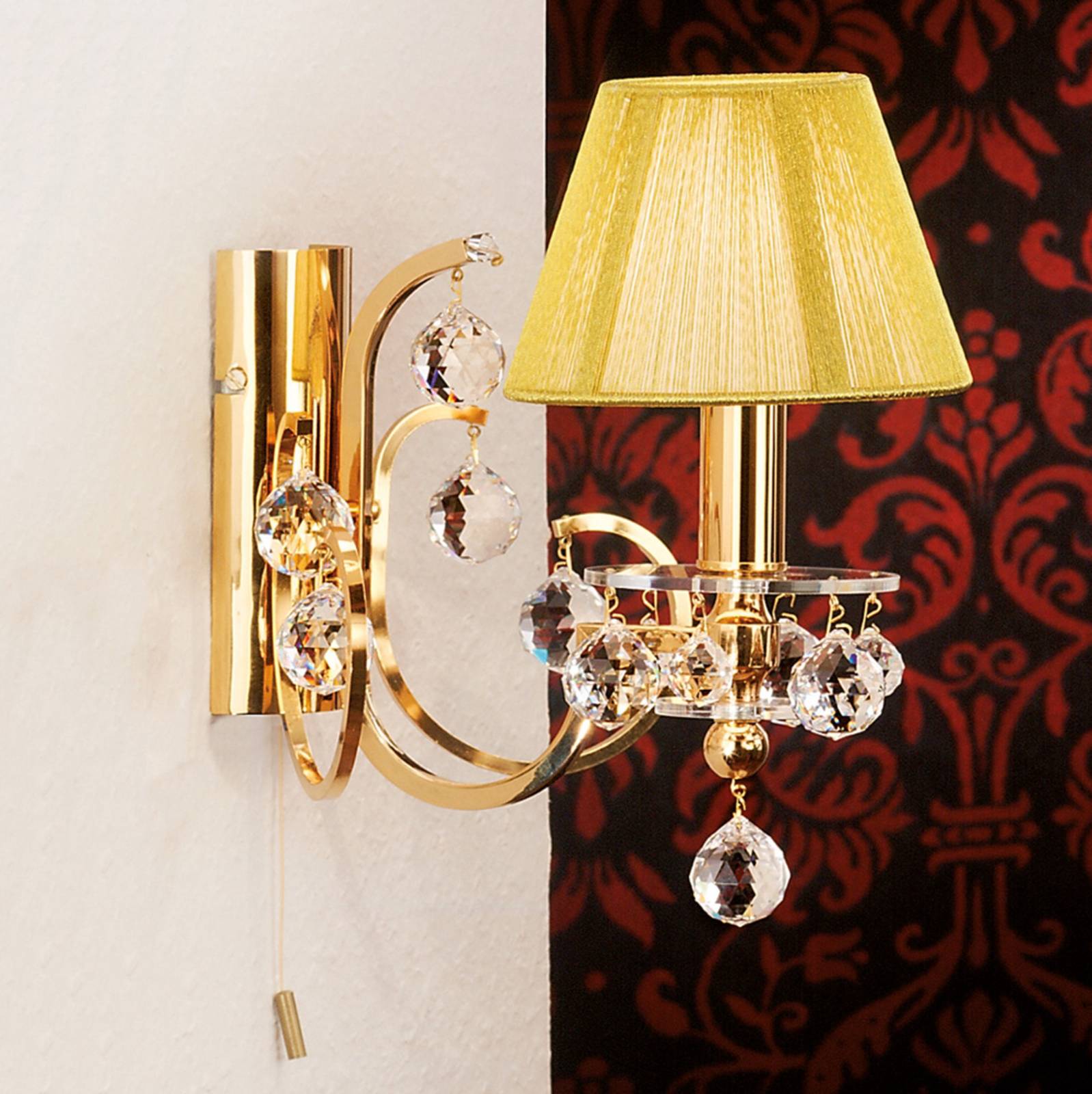 ORION Wandlampe Kristalldesign, dimmbar, messing / gold, für Wohn- / Esszimmer, Kristall, Wandleuchte, Wandlampe Innen