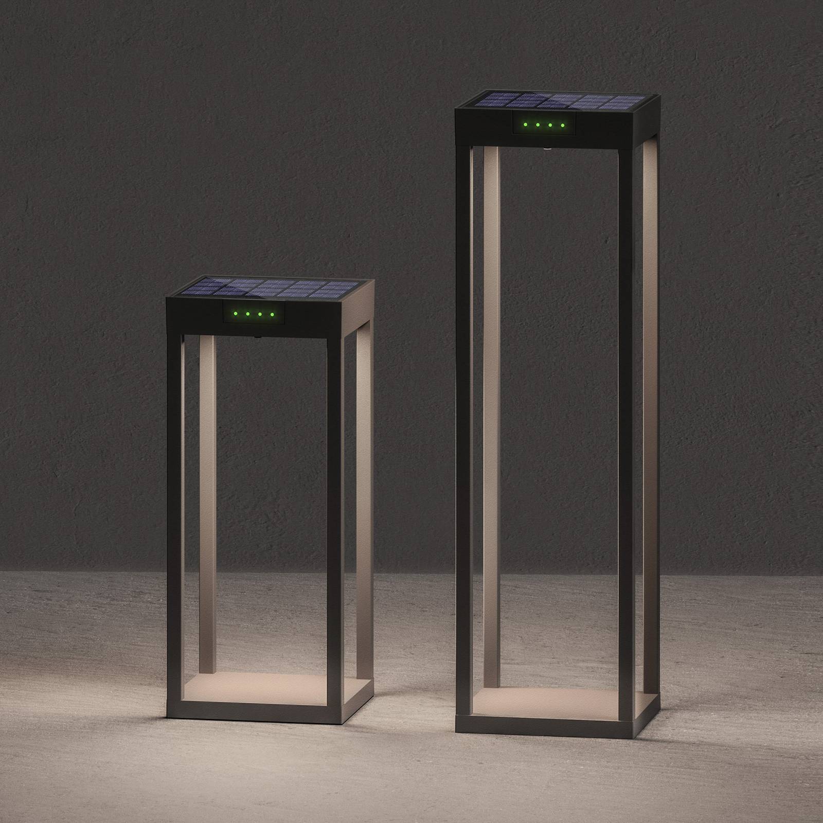 KLEWE LED-Solarlampe RADIA MINI, anthrazit, 35 cm, Alu, IP65 MINI, schwarz, Aluminium, Modern, Solarleuchten