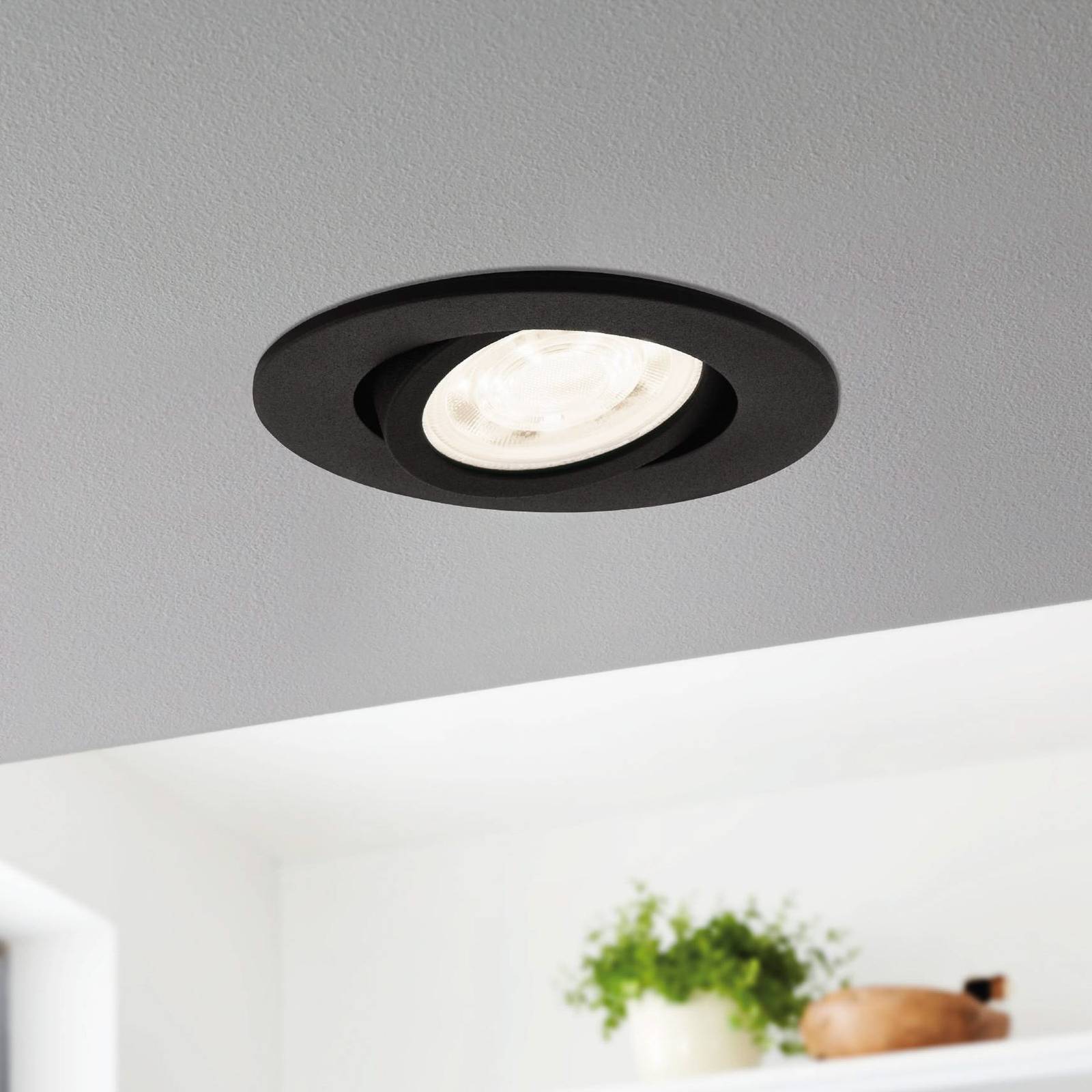 EGLO connect Saliceto-Z LED-Einbauleuchte, schwarz Connect Saliceto-Z, dimmbar, schwarz, für Wohn- / Esszimmer, Aluminium, Smart Home Einbaulampe