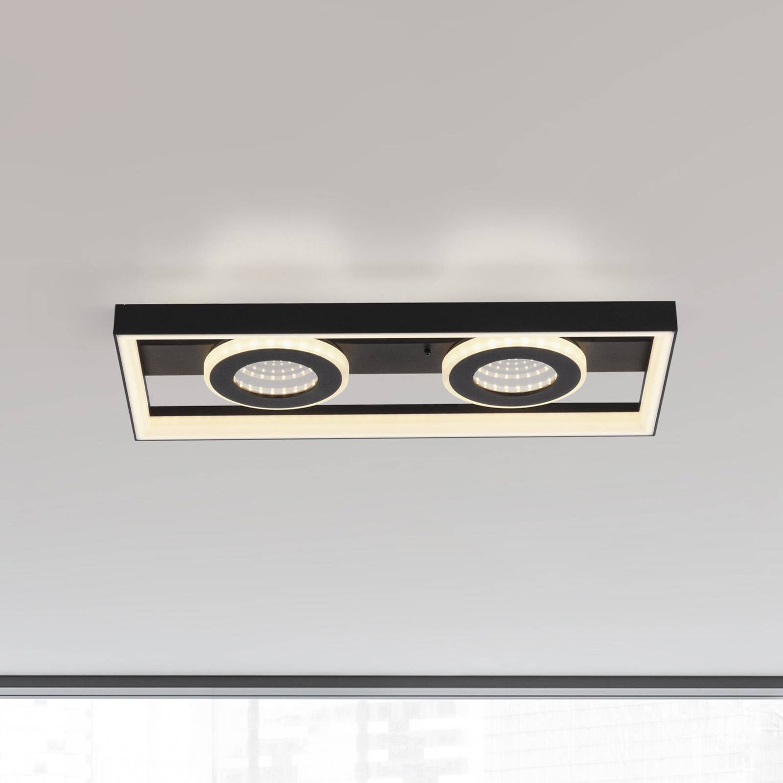 Paul Neuhaus LED Deckenlampe Traforo, dimmbar, schwarz, für Wohn- / Esszimmer, Aluminium, Modern, LED Deckenleuchte