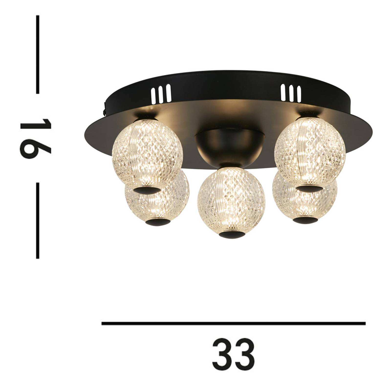 Searchlight LED Deckenlampe Asteroid, dimmbar, schwarz, für Wohn- / Esszimmer, Metall, Modern, LED Deckenleuchte