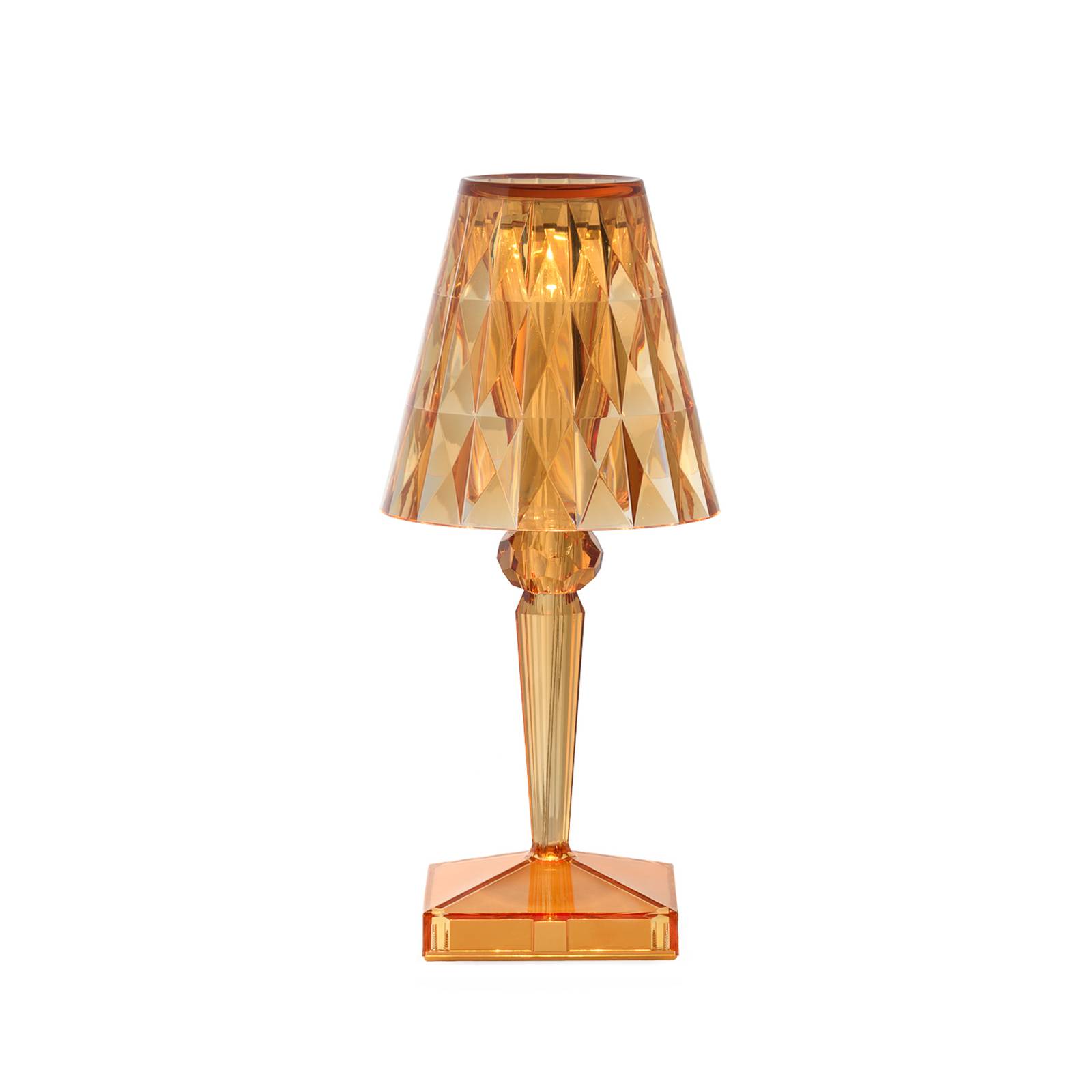Kartell LED-Akku-Tischlampe Battery, 30 cm, orange, IP54 Battery, gelb / orange, für Schlafzimmer, Kunststoff, Design