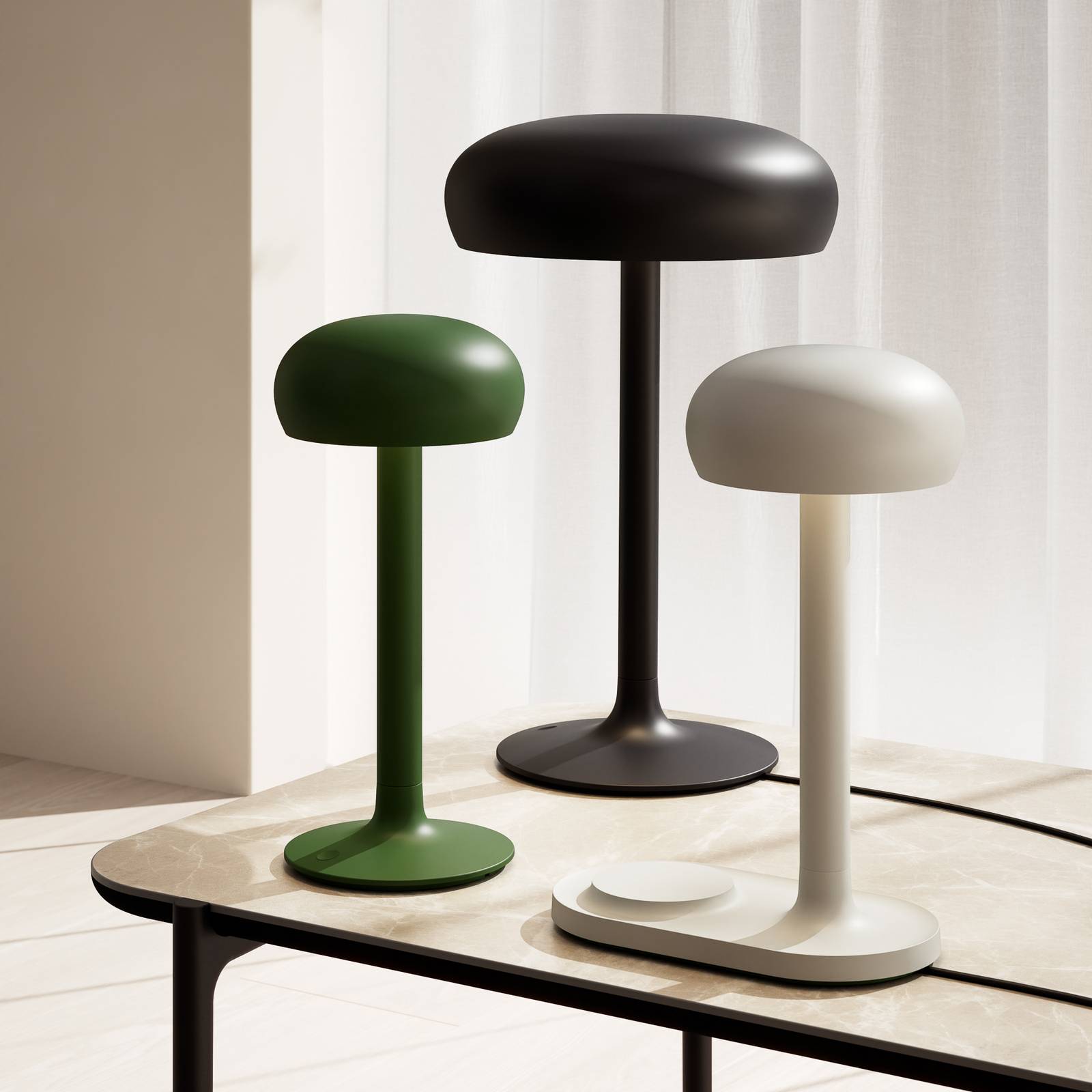 Eva Solo EVA LED-Akku-Tischlampe Emendo, grau, dimmbar, IP44 dimmbar, alu / grau / zink, für Wohn- / Esszimmer, Aluminium, Modern