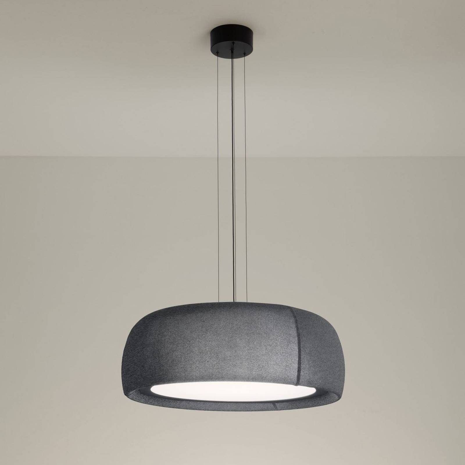 LEDS-C4 Hängelampe Gong, dimmbar, alu / grau / zink, für Wohn- / Esszimmer, Textil / Stoff / Seide, Modern, Pendelleuchte