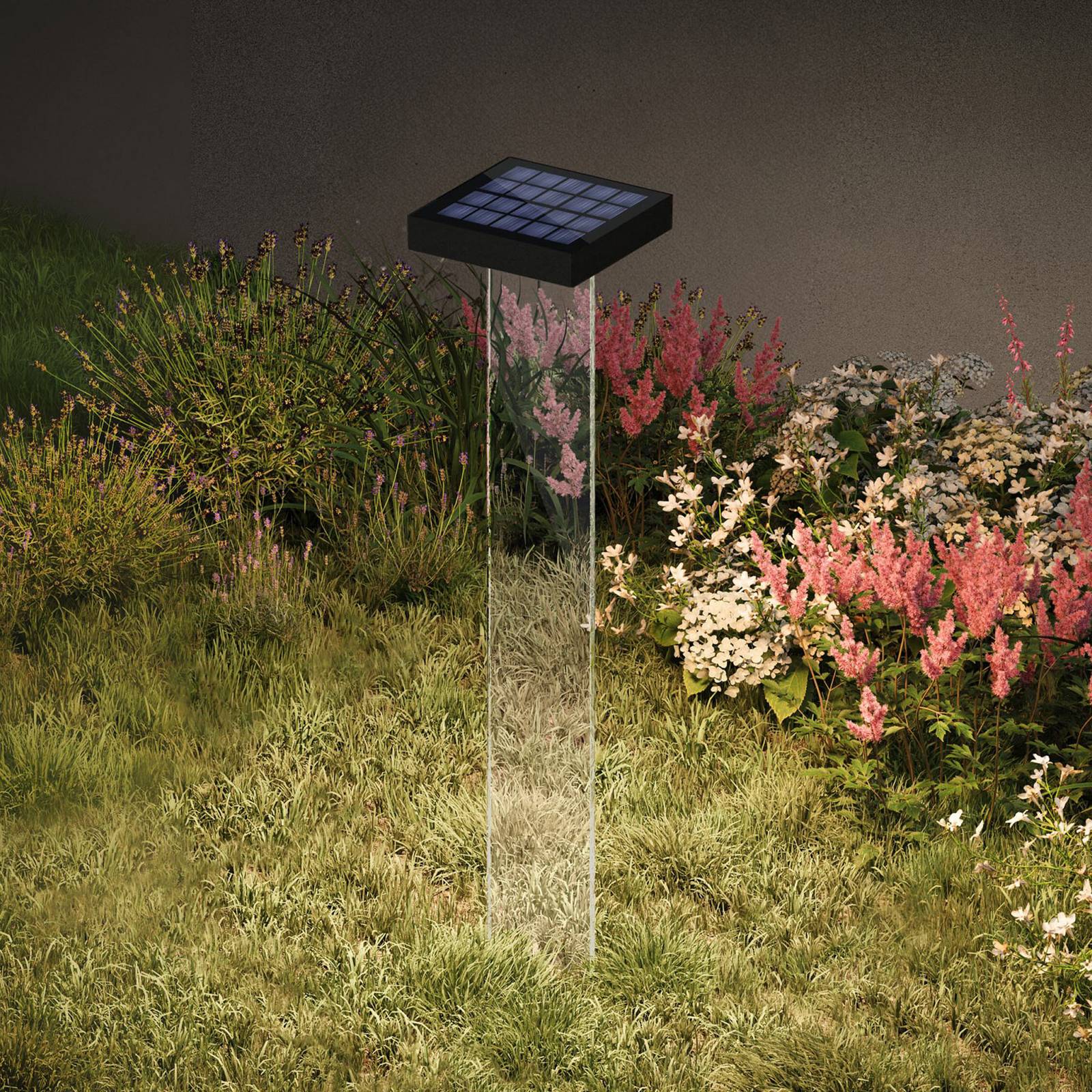 KLEWE LED-Solarleuchte Scotty, klar/anthrazit, 60 cm, IP65 Scotty, schwarz, Aluminium, Modern, Solarleuchten